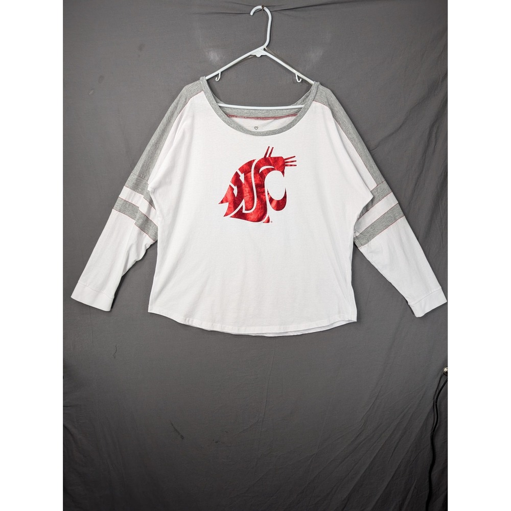 Colosseum Washington State Cougars Womens XXL White Gray Long Sleeve Shirt